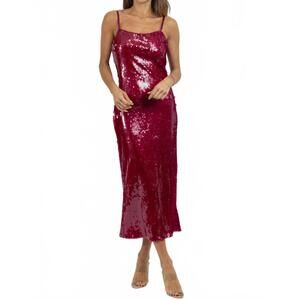 NEW 2.7 AUGUST APPAREL cosmo sequin midi dress in red